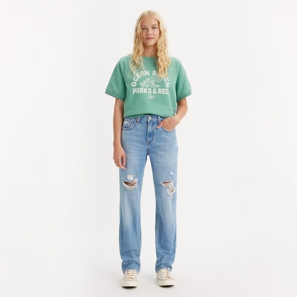 Levi’s Lo Pro Straight Leg Jeans Light Blue Distressed Size 29
